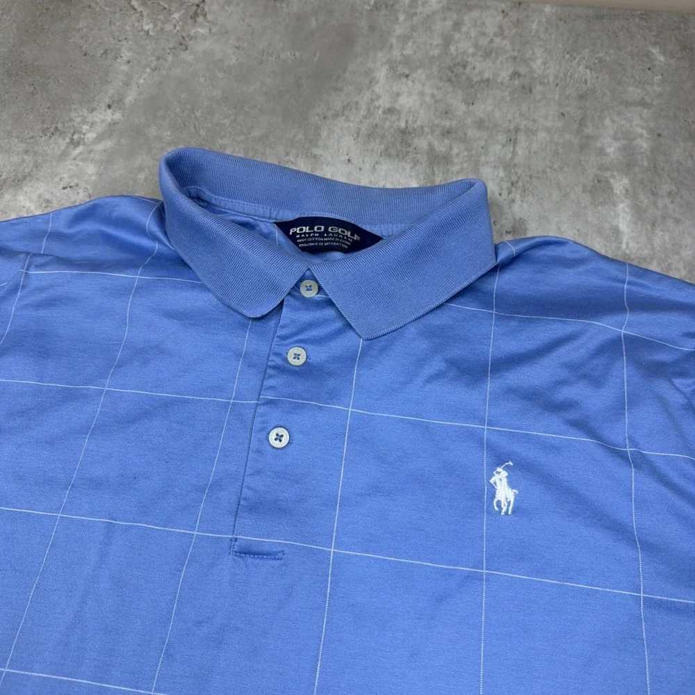 Polo Golf Ralph Lauren Polo Shirt Men's 2XL 100% Cotton Checkered Athletic